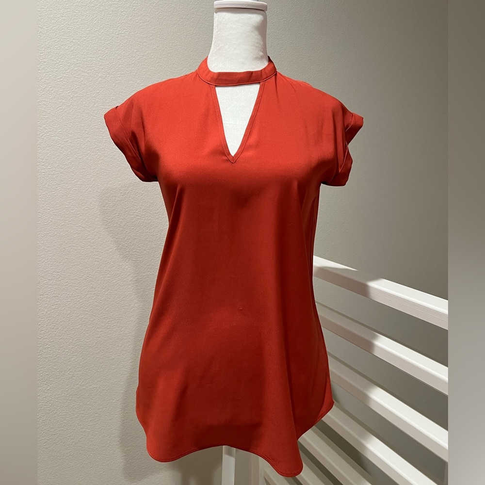 Express Choker Neck Gramercy Tee, Orange Rust, Xxs